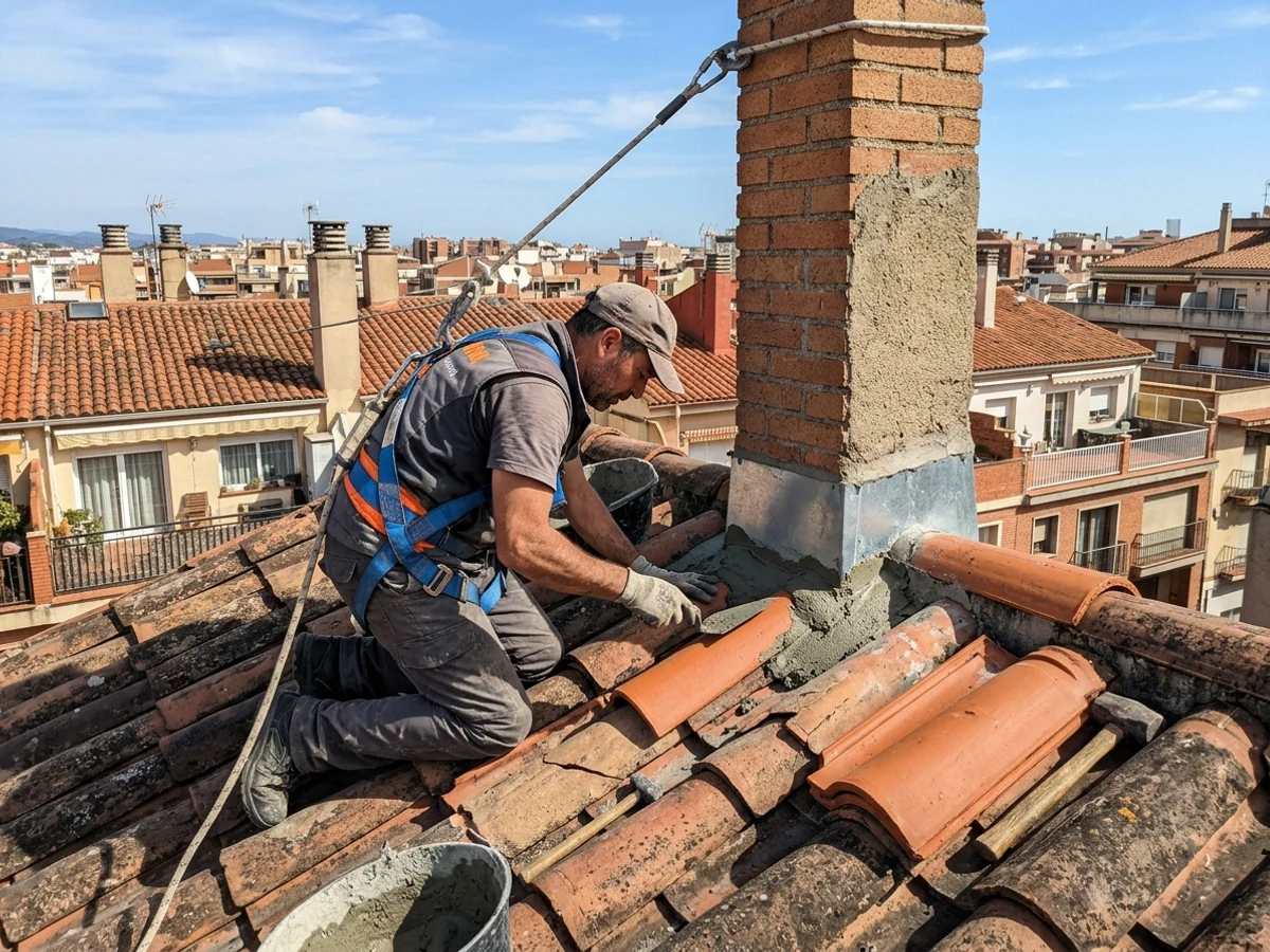 Sustitución de tejas rotas y sellado de goteras en tejado de Sabadell (Sabadell y Vallès)